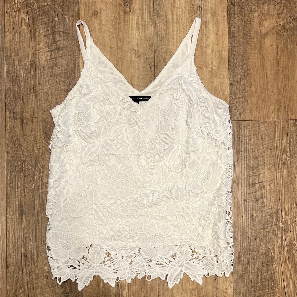 White House Black Market Floral Lace Camisole Top - Size S - EUC🤍